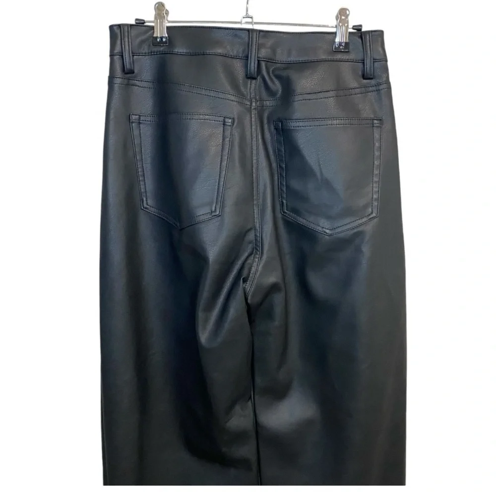 H&M - Black Vegan Leather Wide Leg Belted Pant
